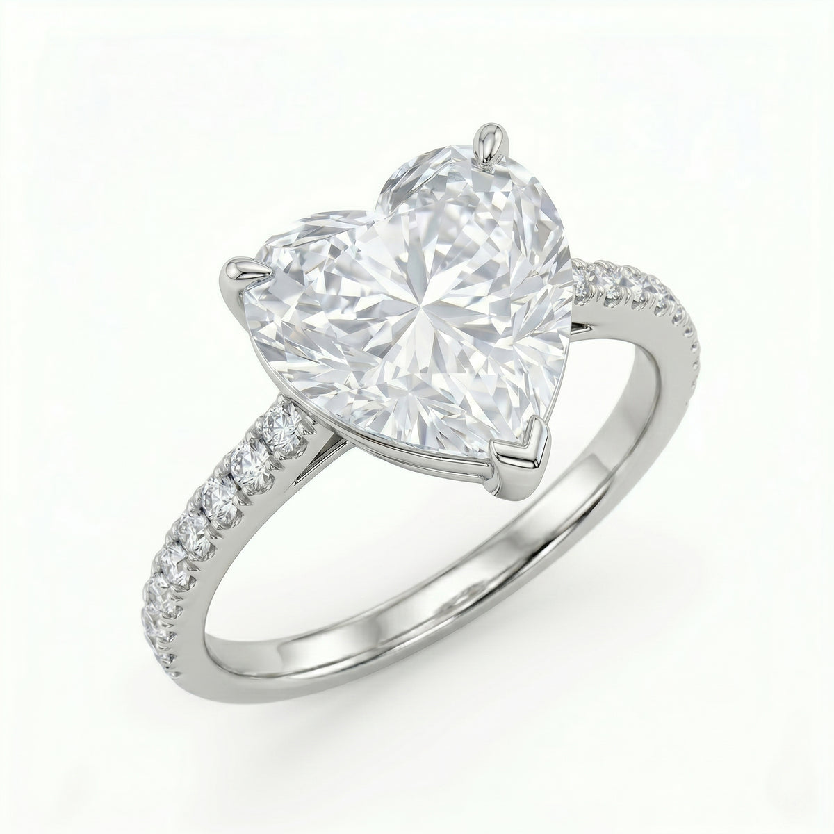 Polished Crystal Heart Ring
