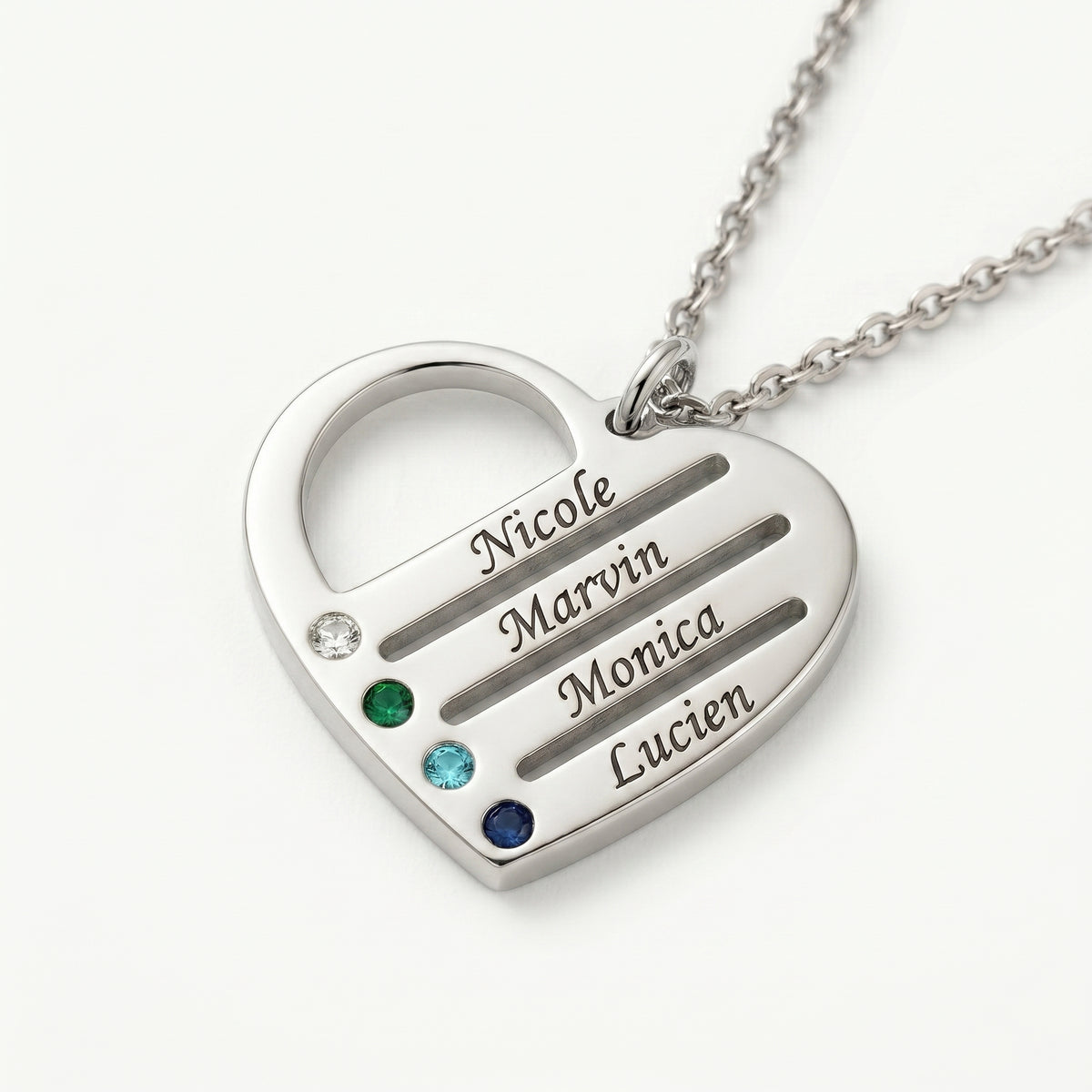 Customized Special Loved Family Heart Necklace
