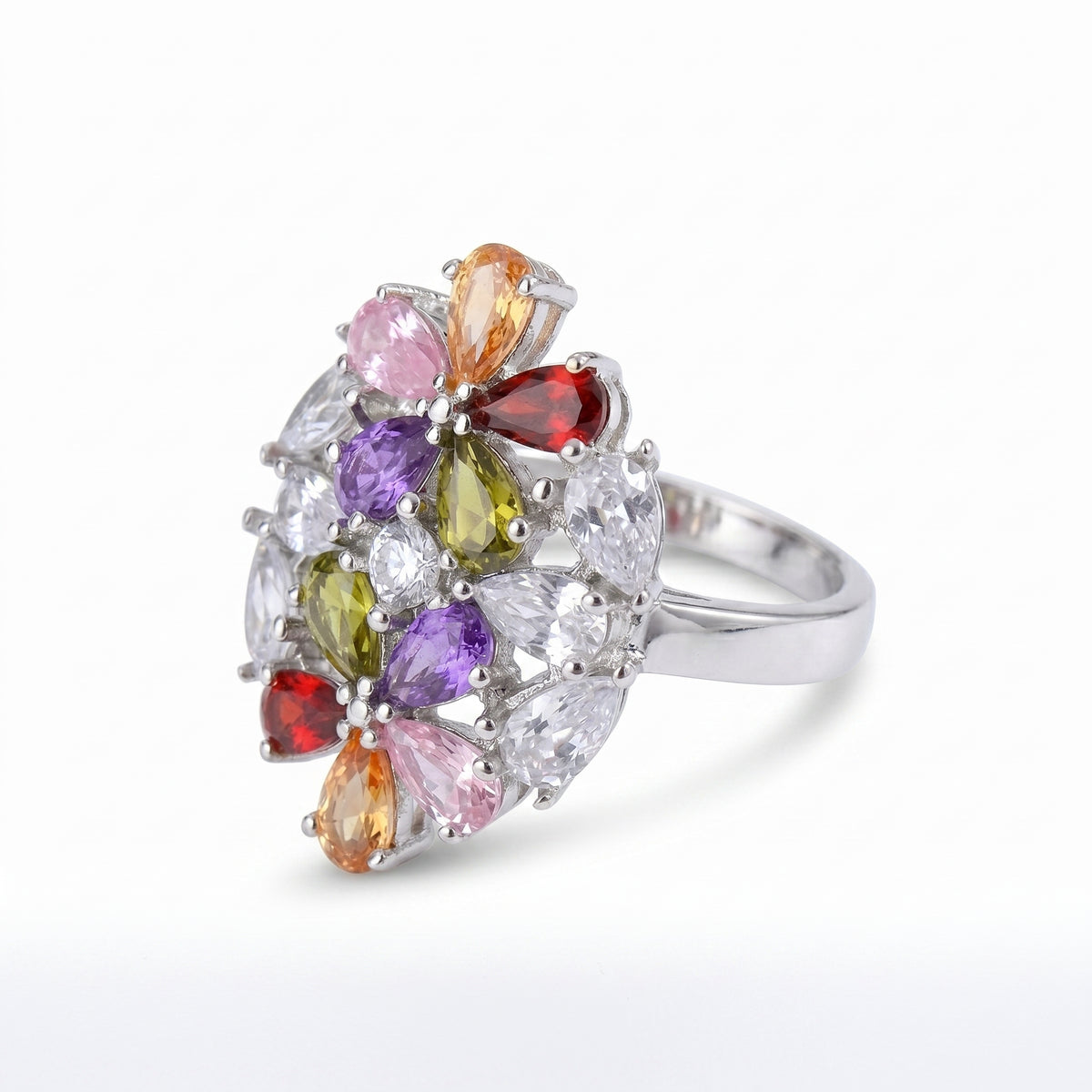 Stately Colorful Flowers Ring