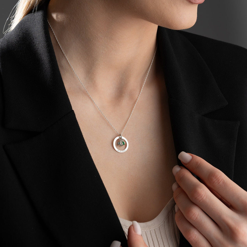 Cradled Personalized Birthstone Circle Necklace