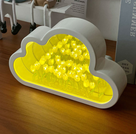 Handmade DIY Cloud Tulip Mirror Night Light