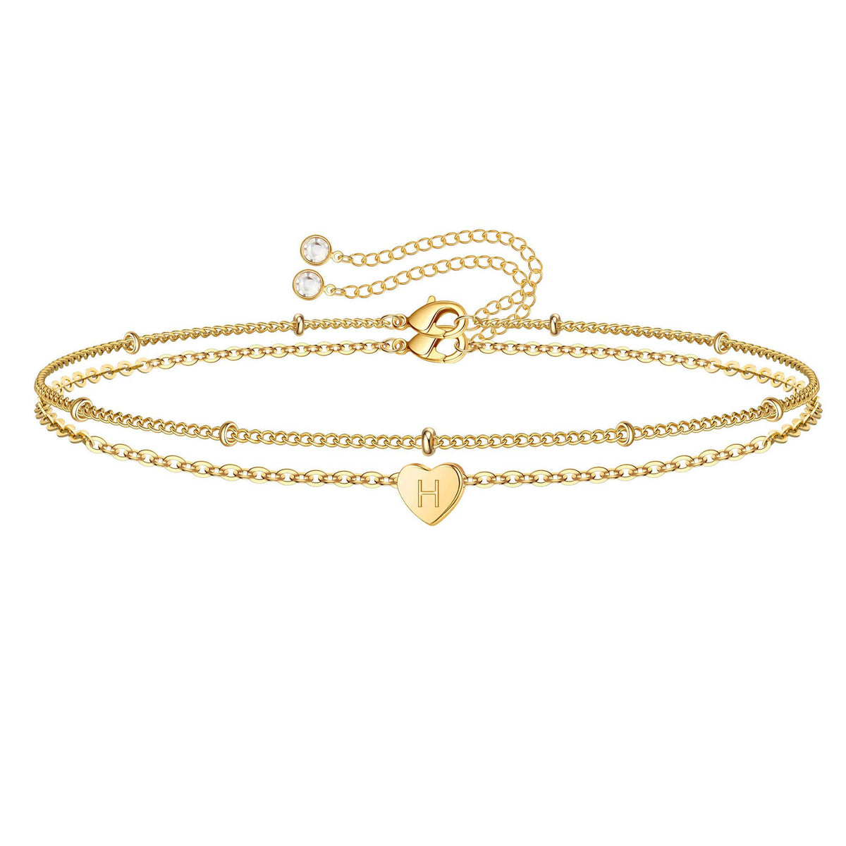 Customized Peach Heart One Letter Bracelet