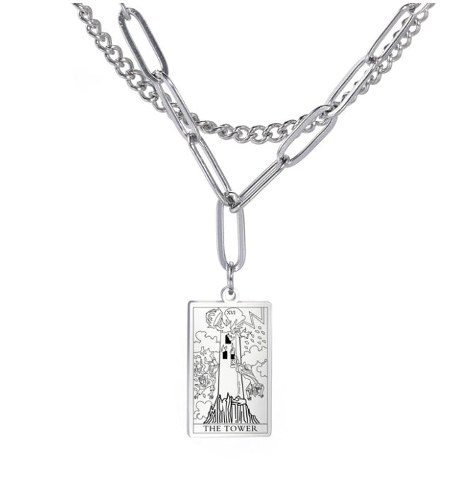 THINK HAVE Twelve Constellation Tarot Necklace Retro Constellation Necklace