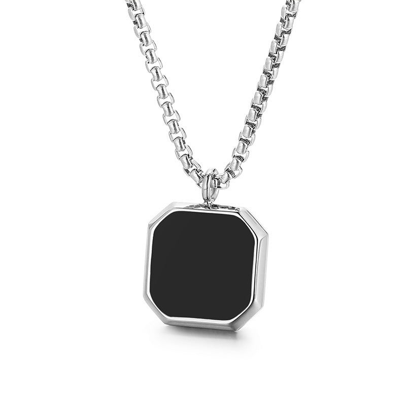 Polished Square Black Mirror Necklace