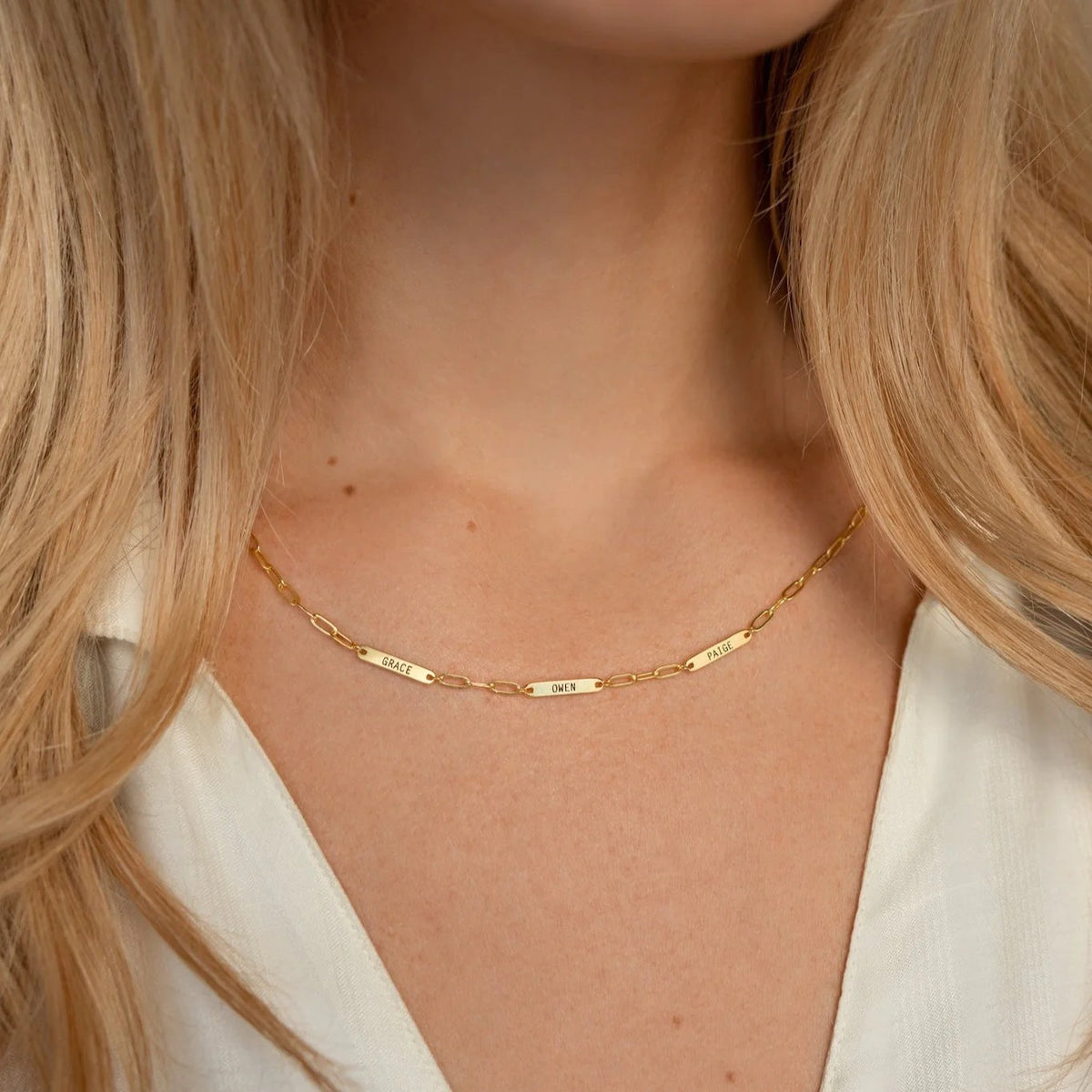 Personalized 3 Name Tag Necklace