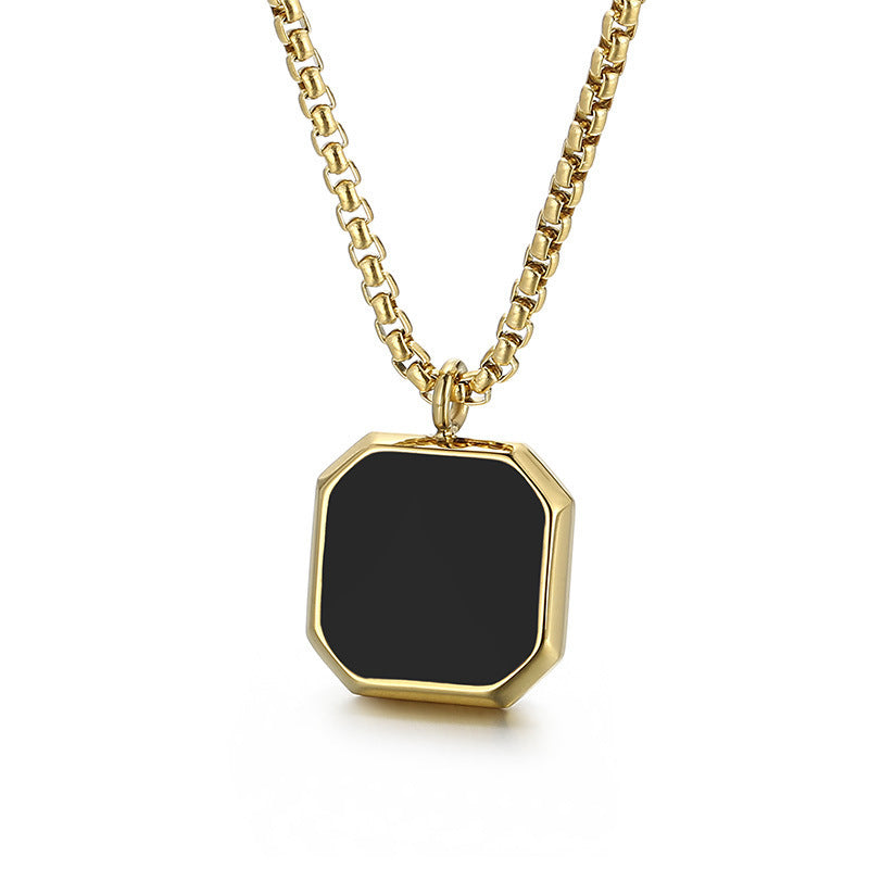 Polished Square Black Mirror Necklace