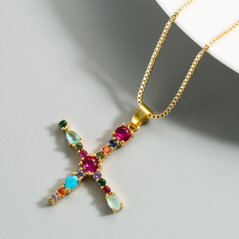 Decorated Gemstone Initial Letter Necklace