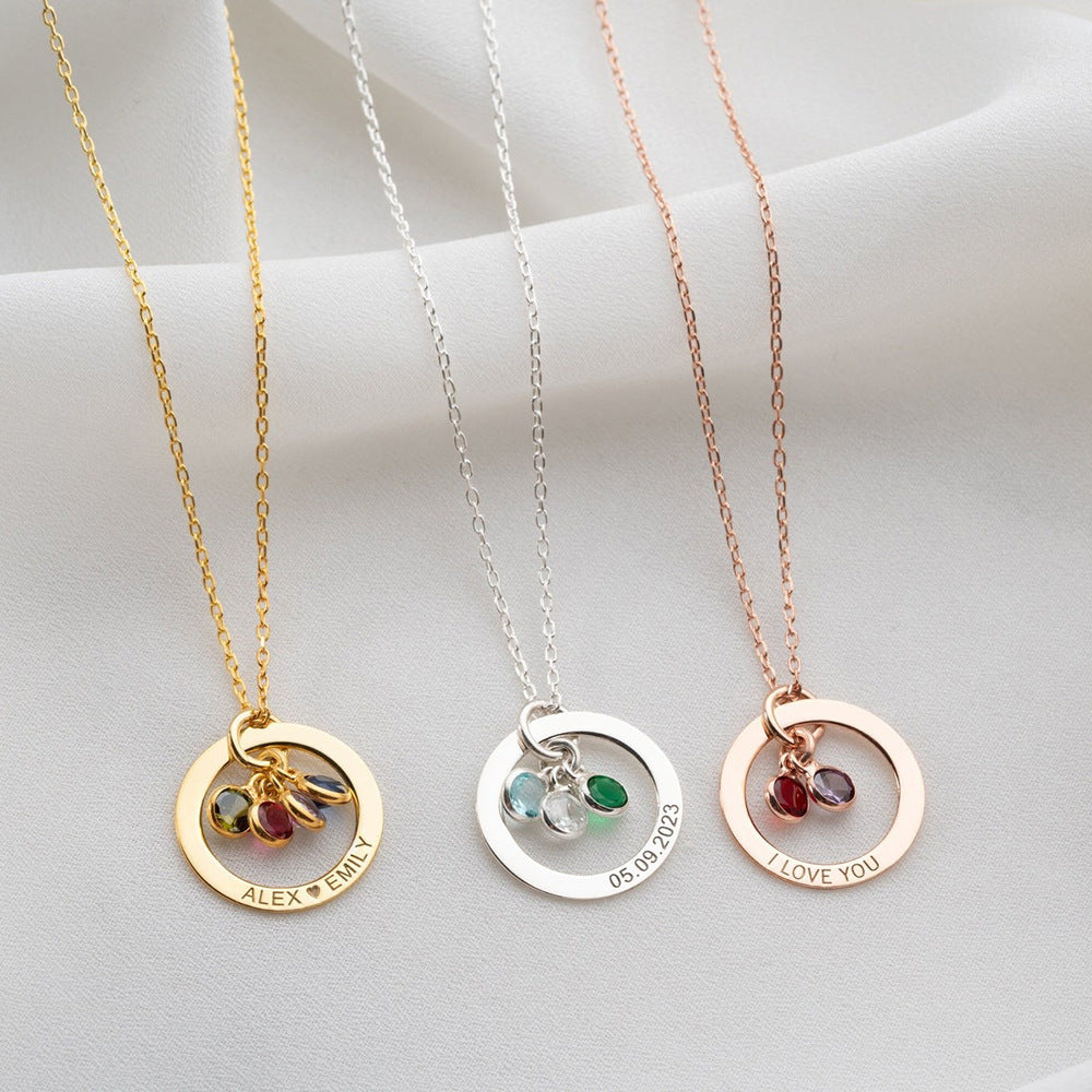 Cradled Personalized Birthstone Circle Necklace