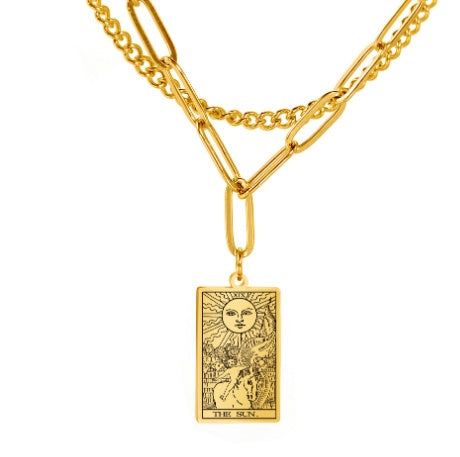 THINK HAVE Twelve Constellation Tarot Necklace Retro Constellation Necklace