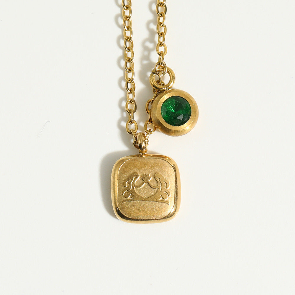 Squircle Constellation Zodiac Birthstone Necklace