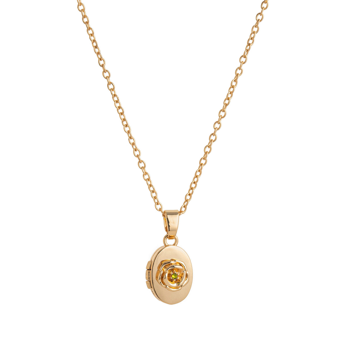 Floral Birthstone Photo Frame Necklace