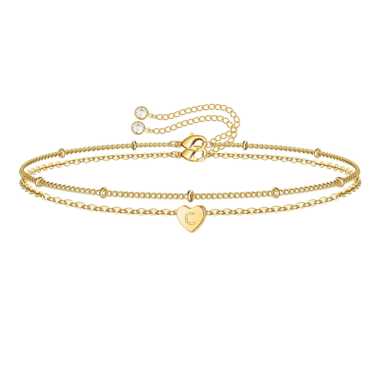 Customized Peach Heart One Letter Bracelet