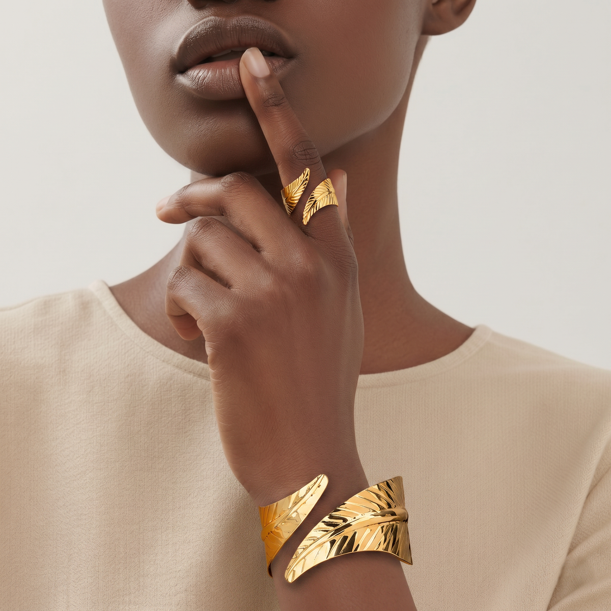 Greek Goddess Open Bracelet & Ring