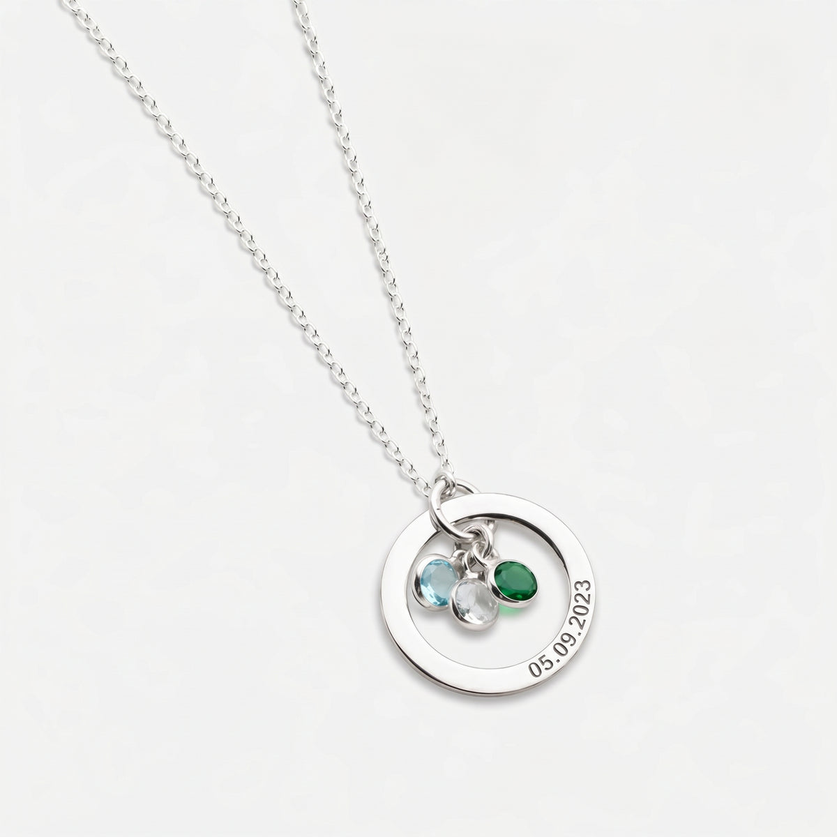 Cradled Personalized Birthstone Circle Necklace