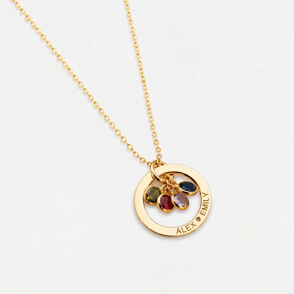 Cradled Personalized Birthstone Circle Necklace