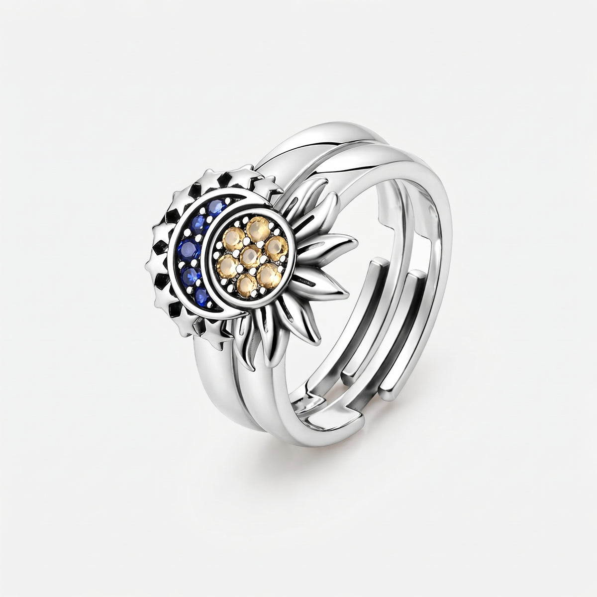 Sun-kissed, Moon-drenched Couple Rings