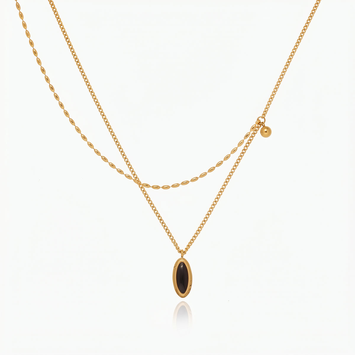 French Oval Black Stone Necklace