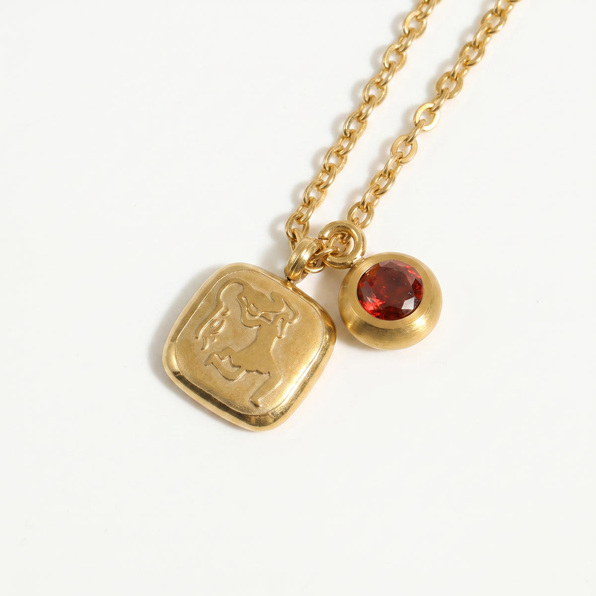 Squircle Constellation Zodiac Birthstone Necklace