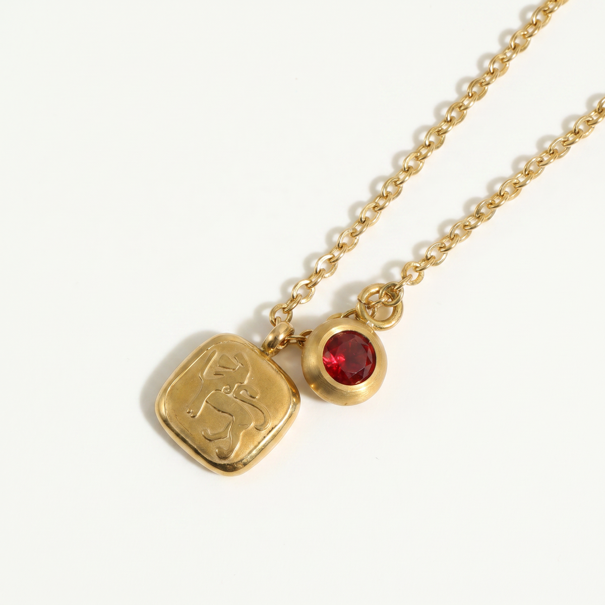 Squircle Constellation Zodiac Birthstone Necklace