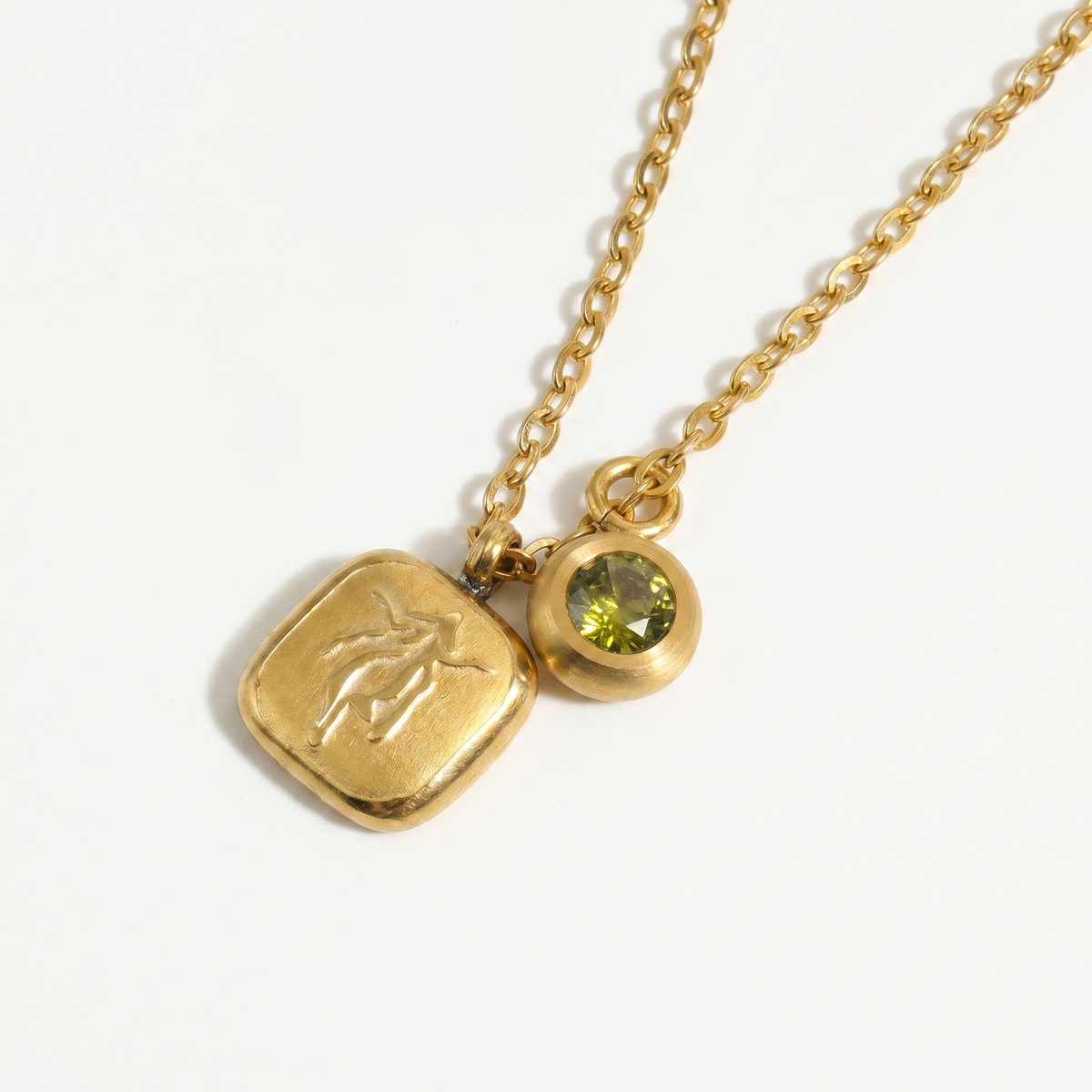 Squircle Constellation Zodiac Birthstone Necklace