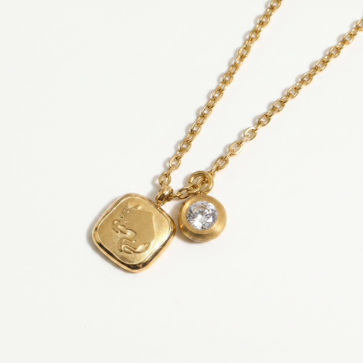 Squircle Constellation Zodiac Birthstone Necklace