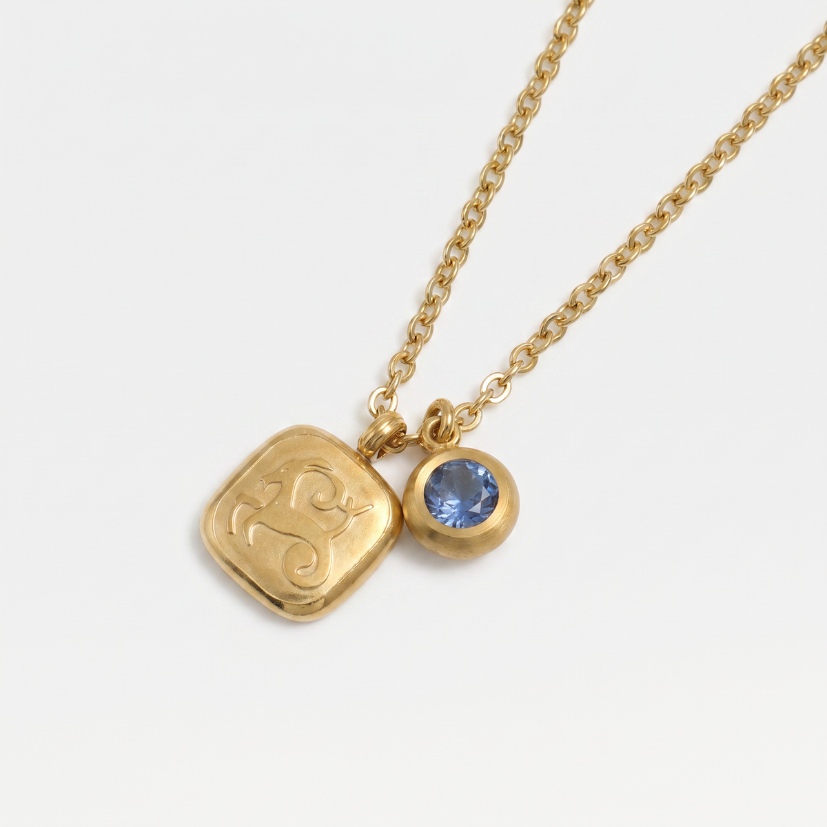 Squircle Constellation Zodiac Birthstone Necklace
