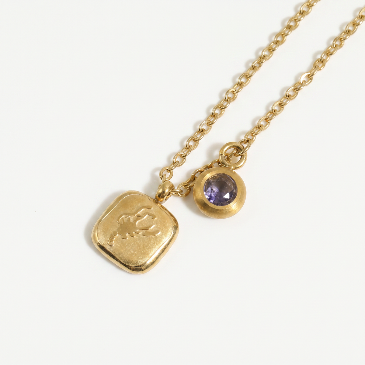 Squircle Constellation Zodiac Birthstone Necklace