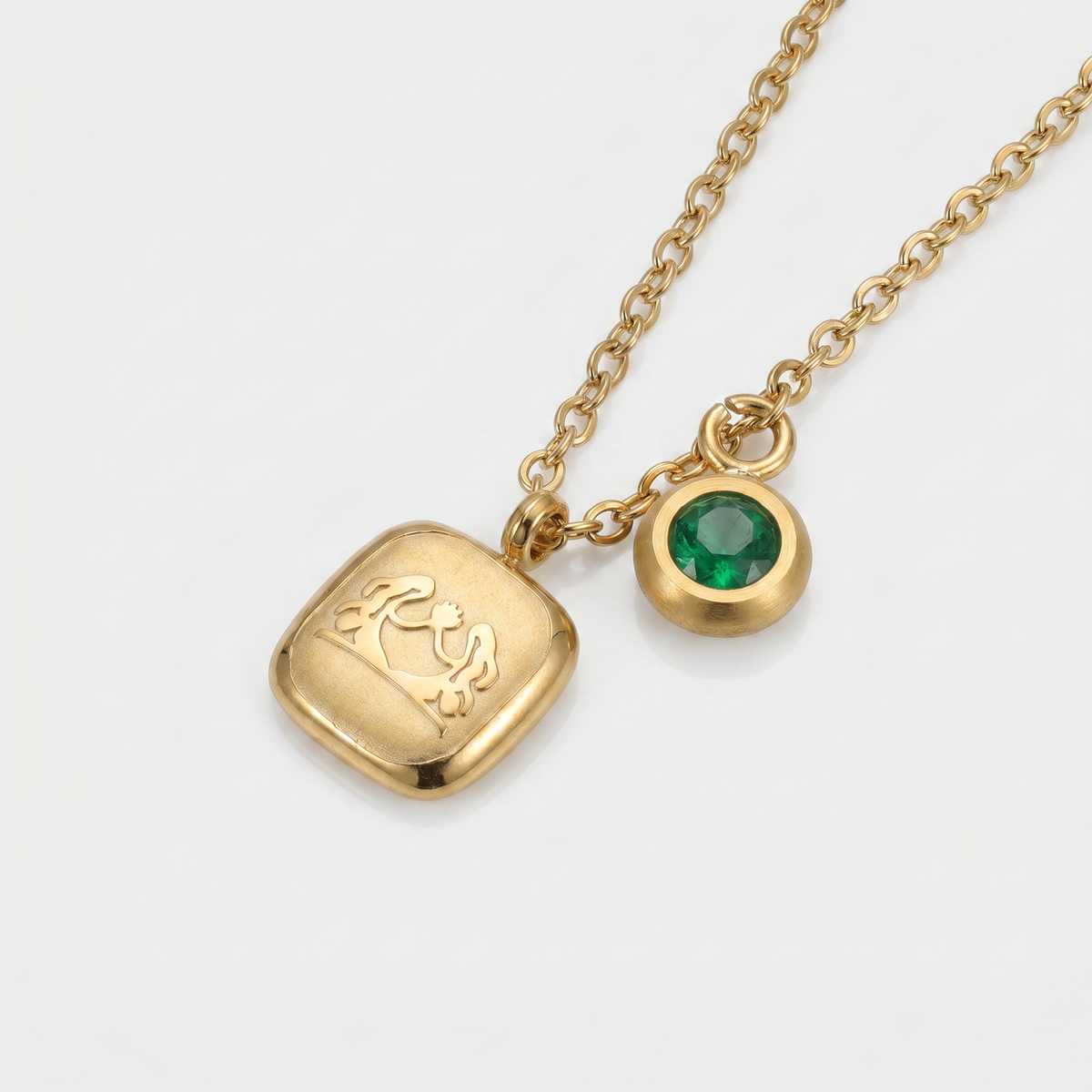 Squircle Constellation Zodiac Birthstone Necklace