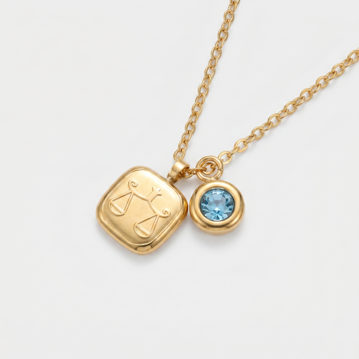 Squircle Constellation Zodiac Birthstone Necklace