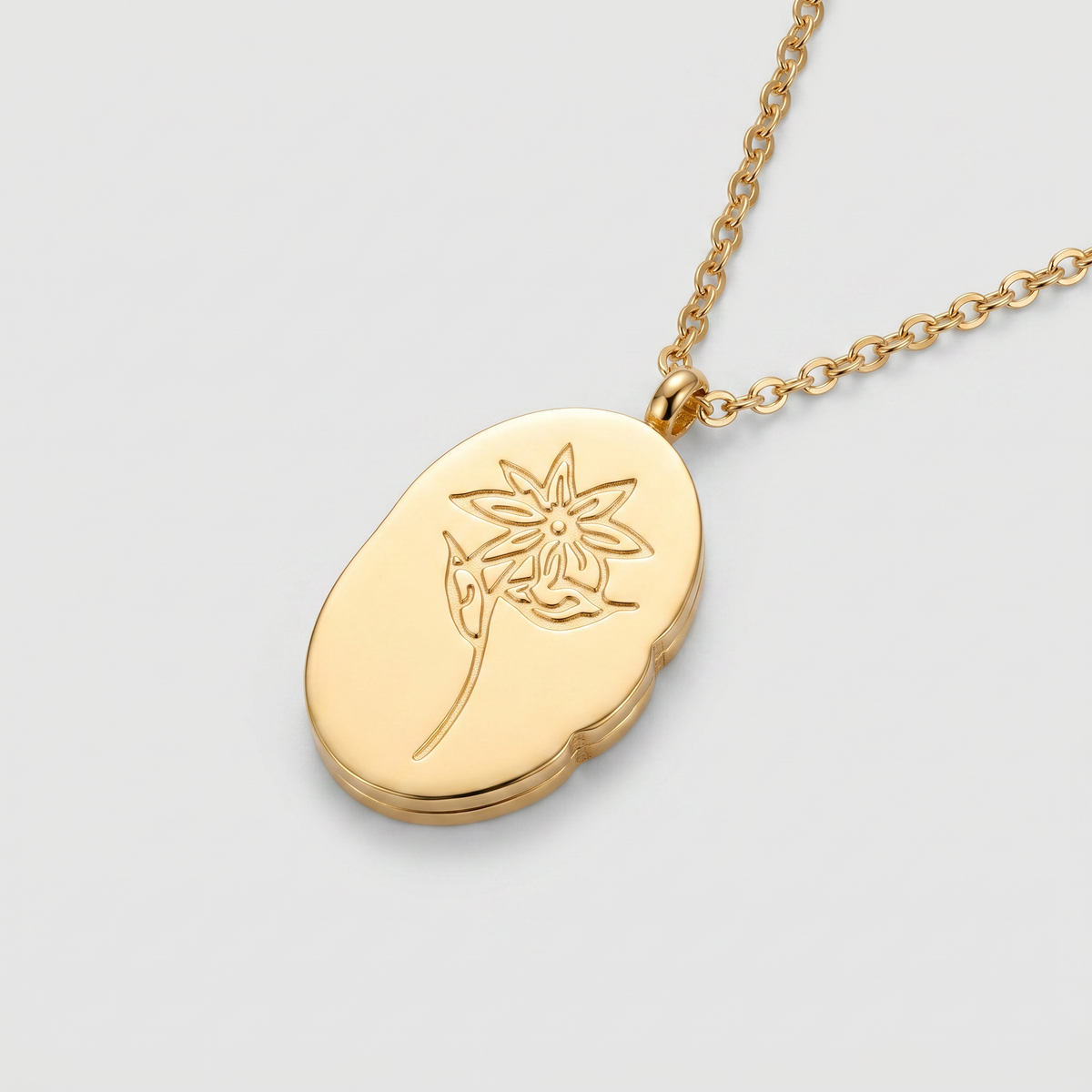 Stainless Steel December Flower Birth Necklace Month