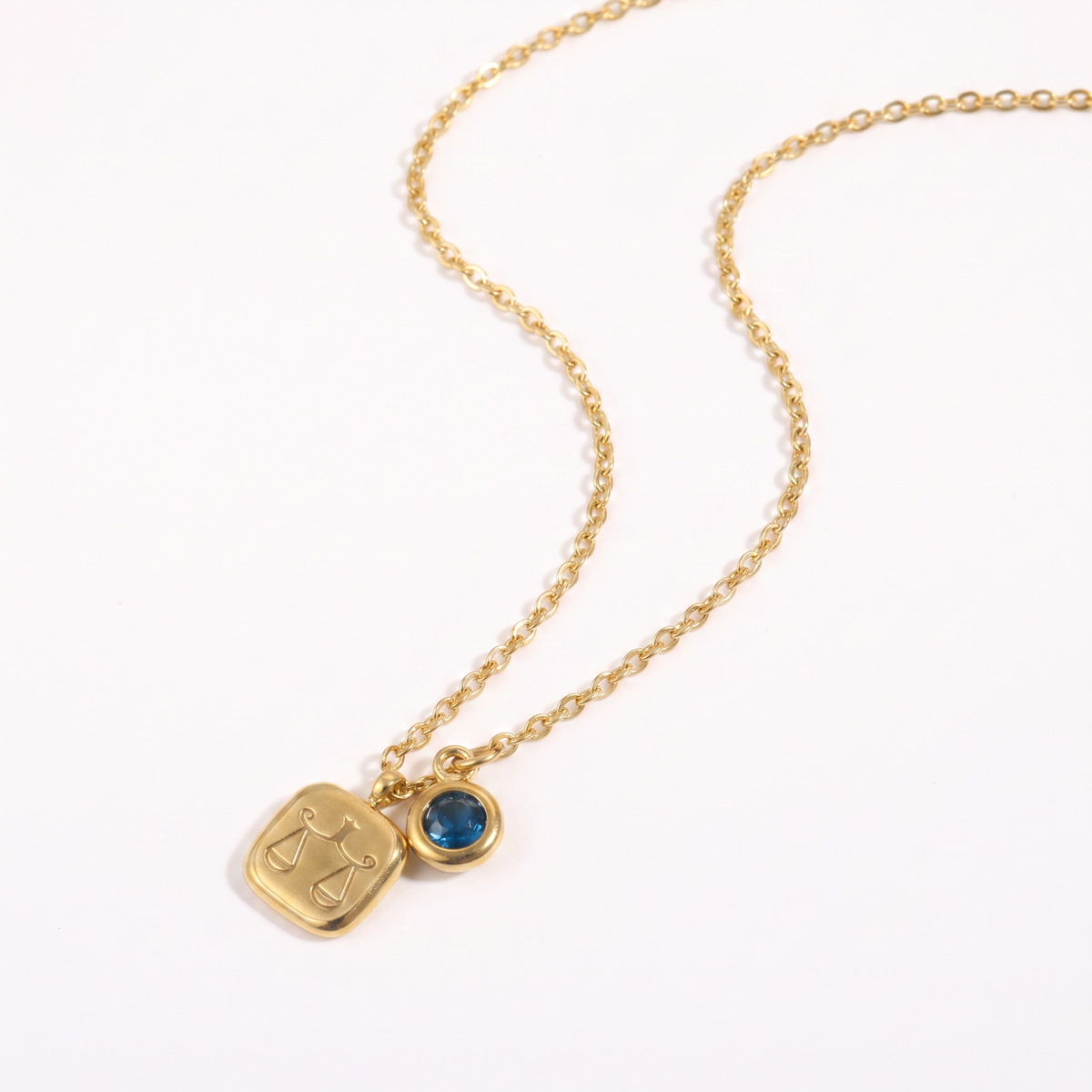 Squircle Constellation Zodiac Birthstone Necklace