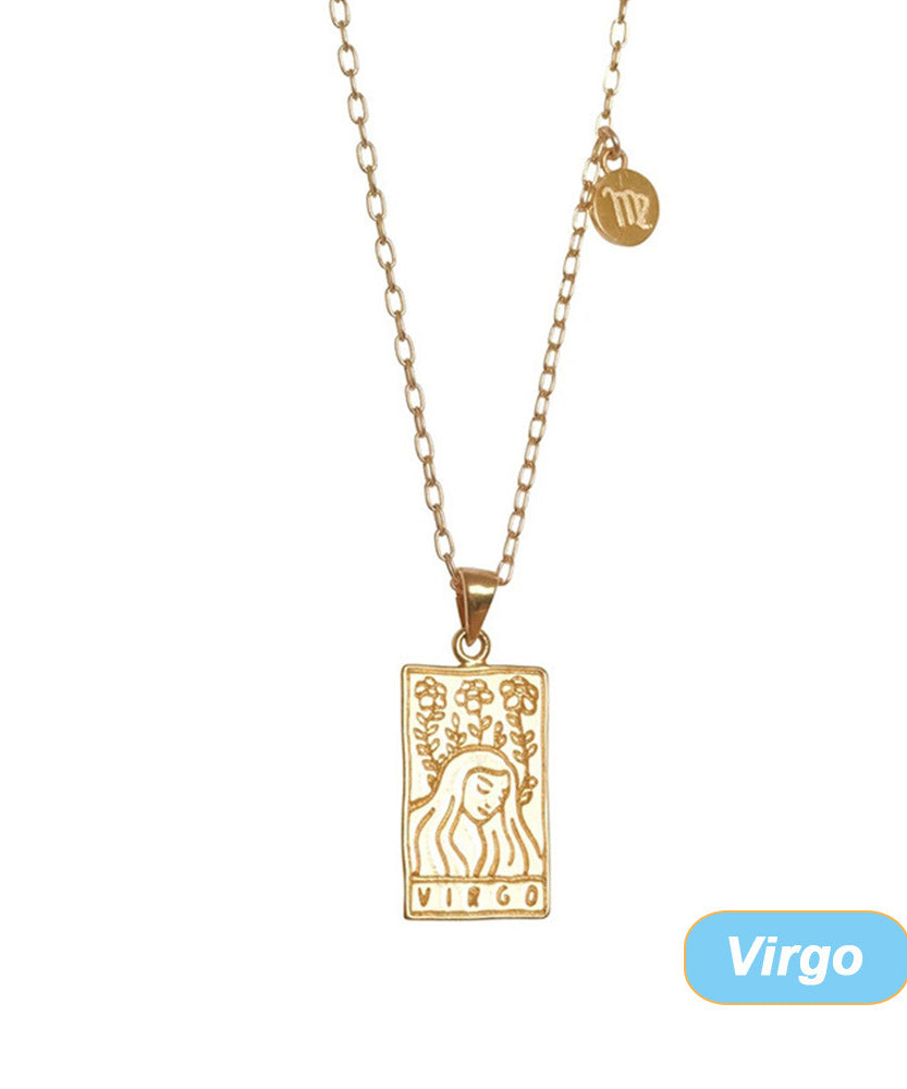 THINK HAVE Twelve Constellation Tarot Necklace Retro Constellation Necklace