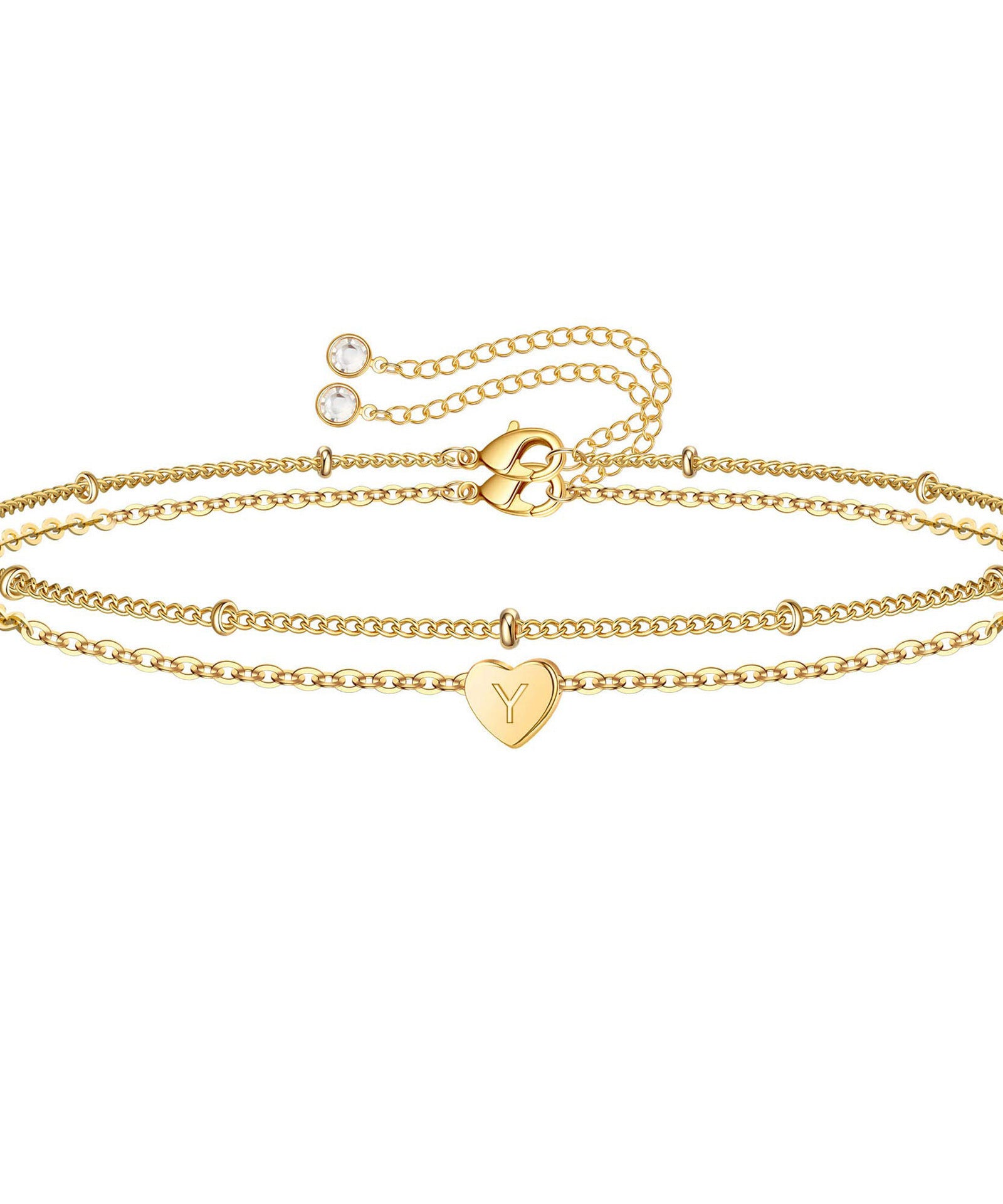 Customized Peach Heart One Letter Bracelet