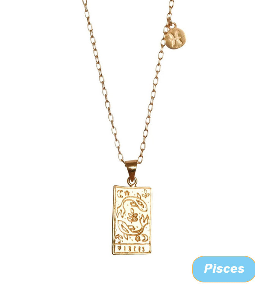 THINK HAVE Twelve Constellation Tarot Necklace Retro Constellation Necklace