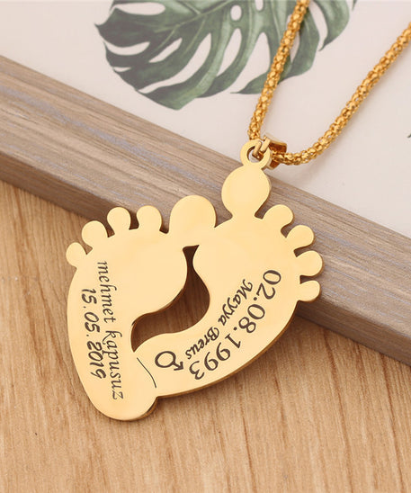 Personalized "Baby Foot Steps" Necklace