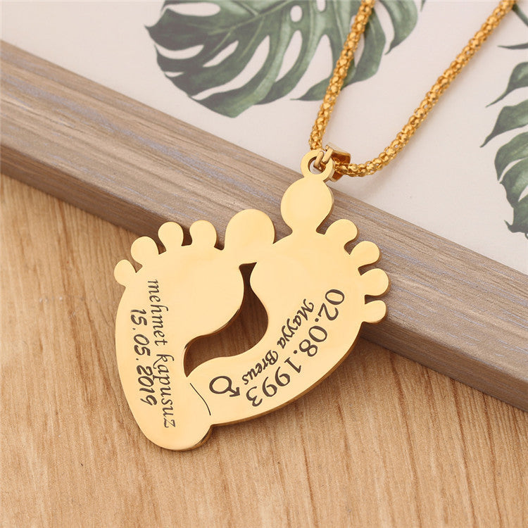 Personalized "Baby Foot Steps" Necklace