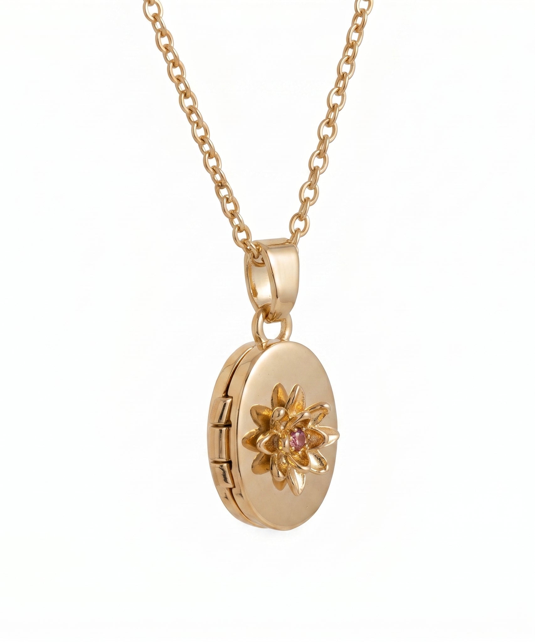 Floral Birthstone Photo Frame Necklace