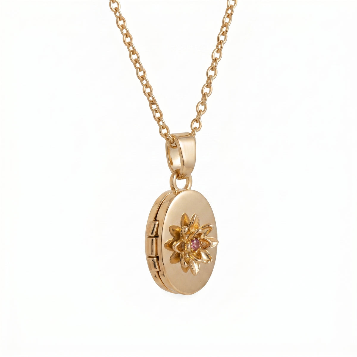 Floral Birthstone Photo Frame Necklace