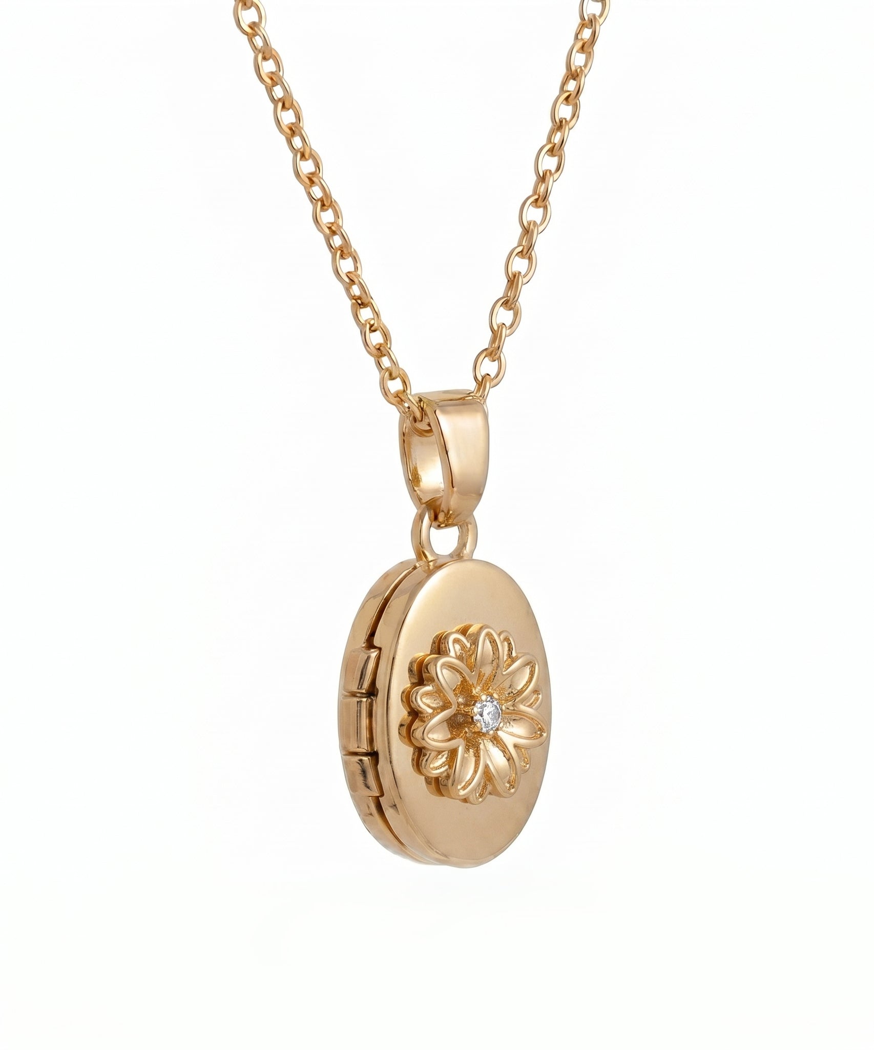 Floral Birthstone Photo Frame Necklace