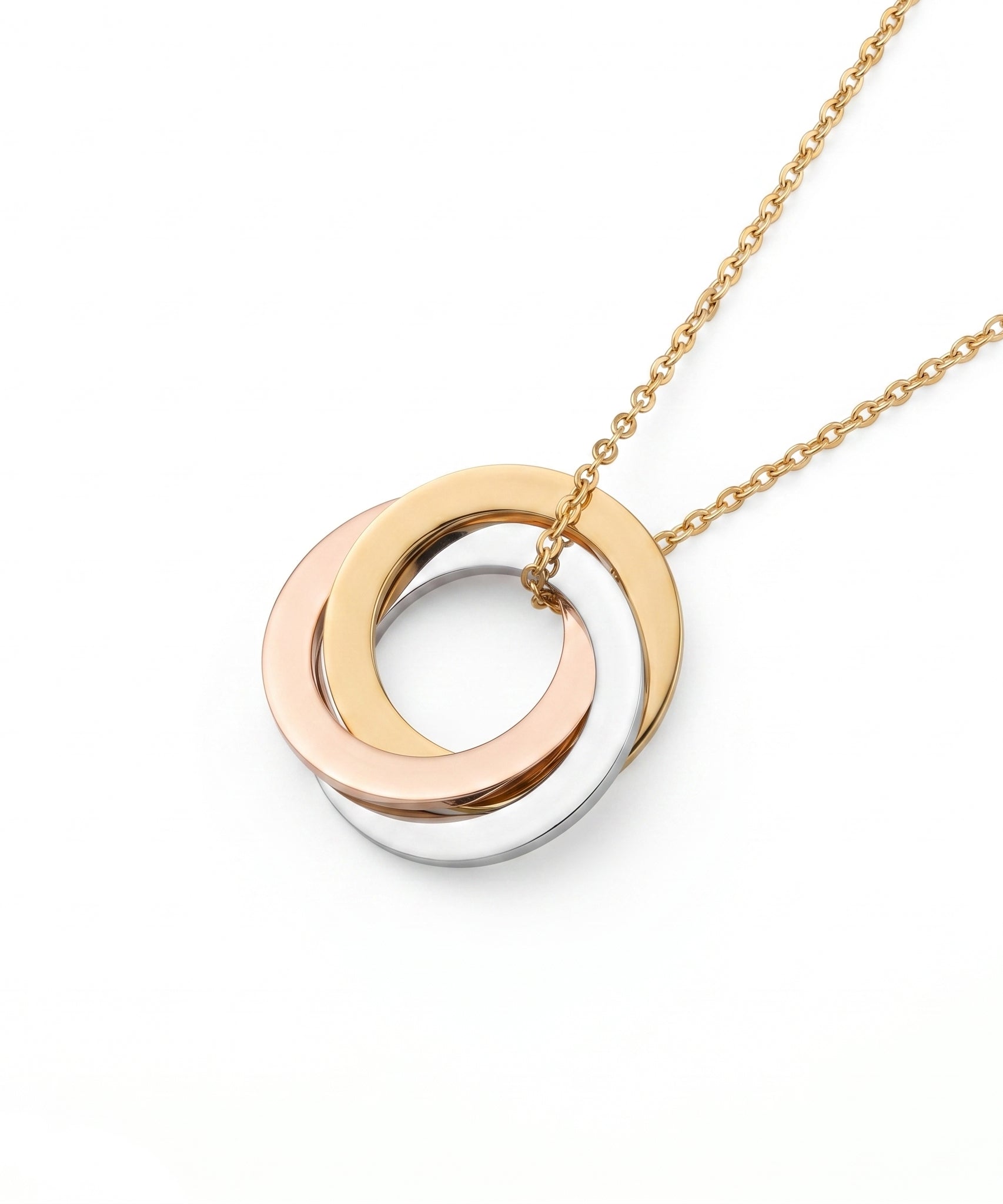 Customized Three Ring Tricolor Names Necklace