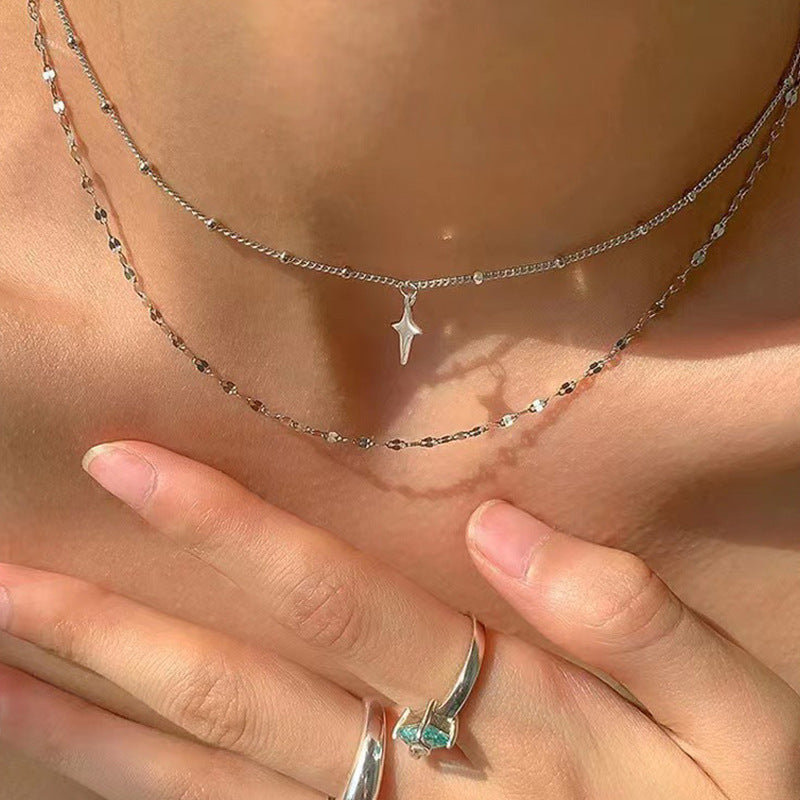 Glossy Geometric Cross Necklace