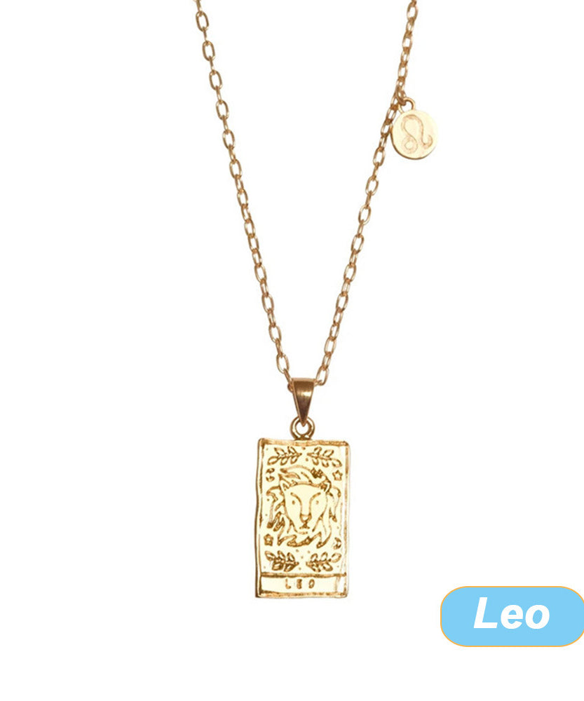 THINK HAVE Twelve Constellation Tarot Necklace Retro Constellation Necklace