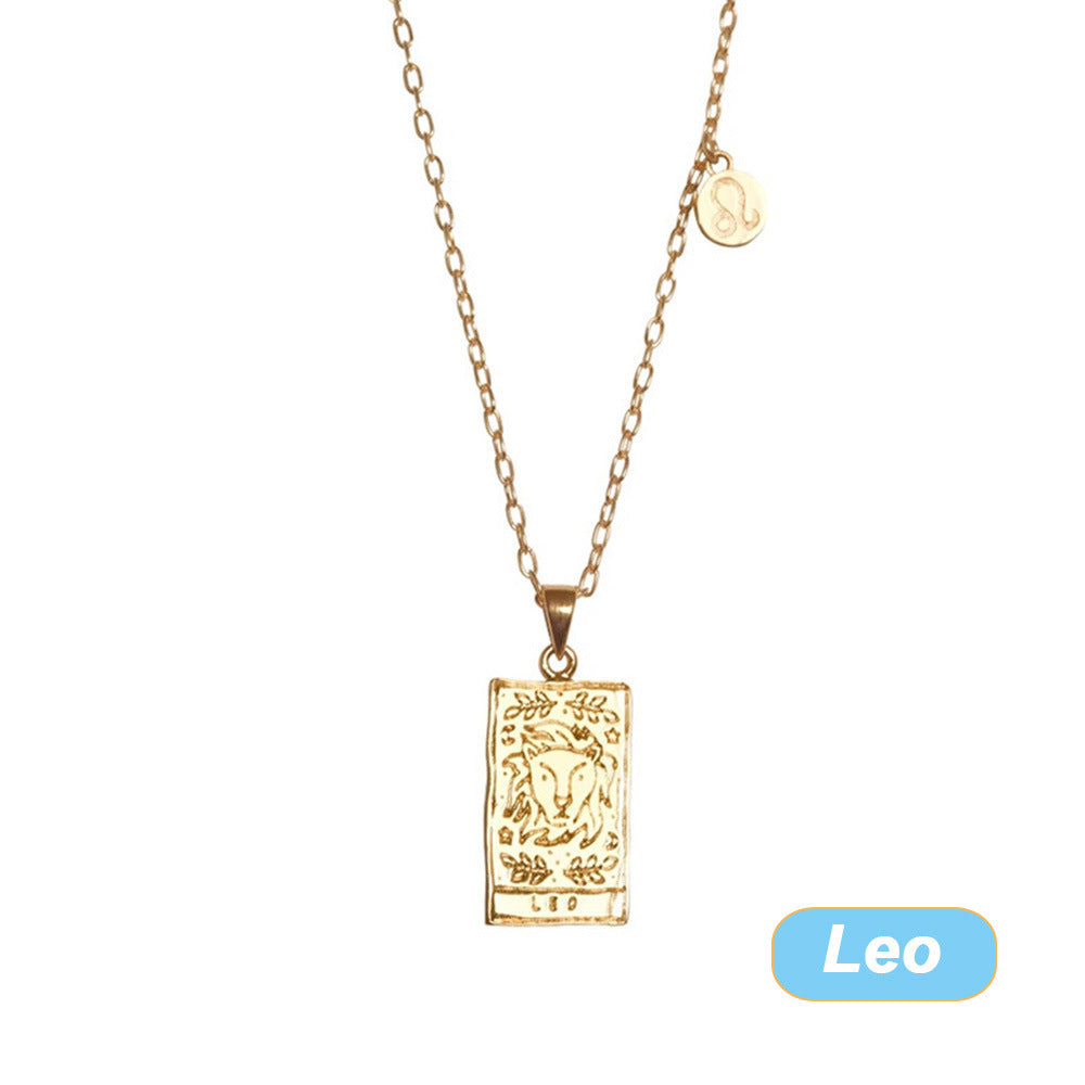 THINK HAVE Twelve Constellation Tarot Necklace Retro Constellation Necklace