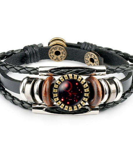 Colorful Zodiac Sign Leather Bracelet