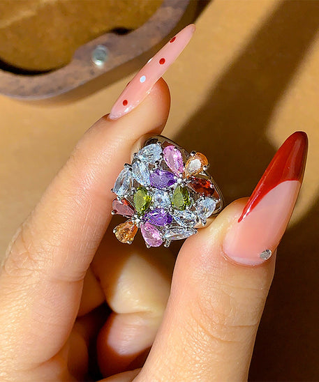 Stately Colorful Flowers Ring