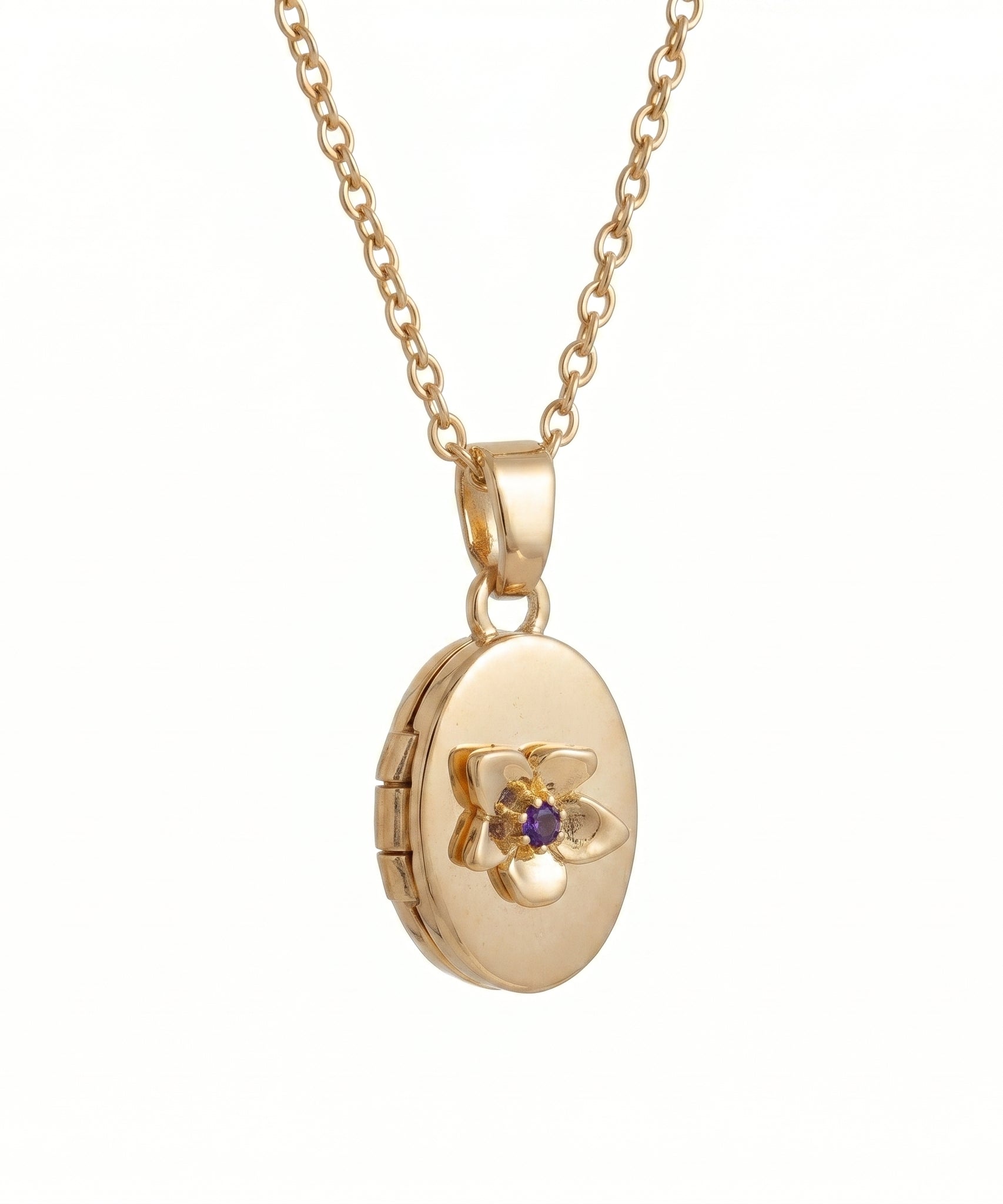 Floral Birthstone Photo Frame Necklace