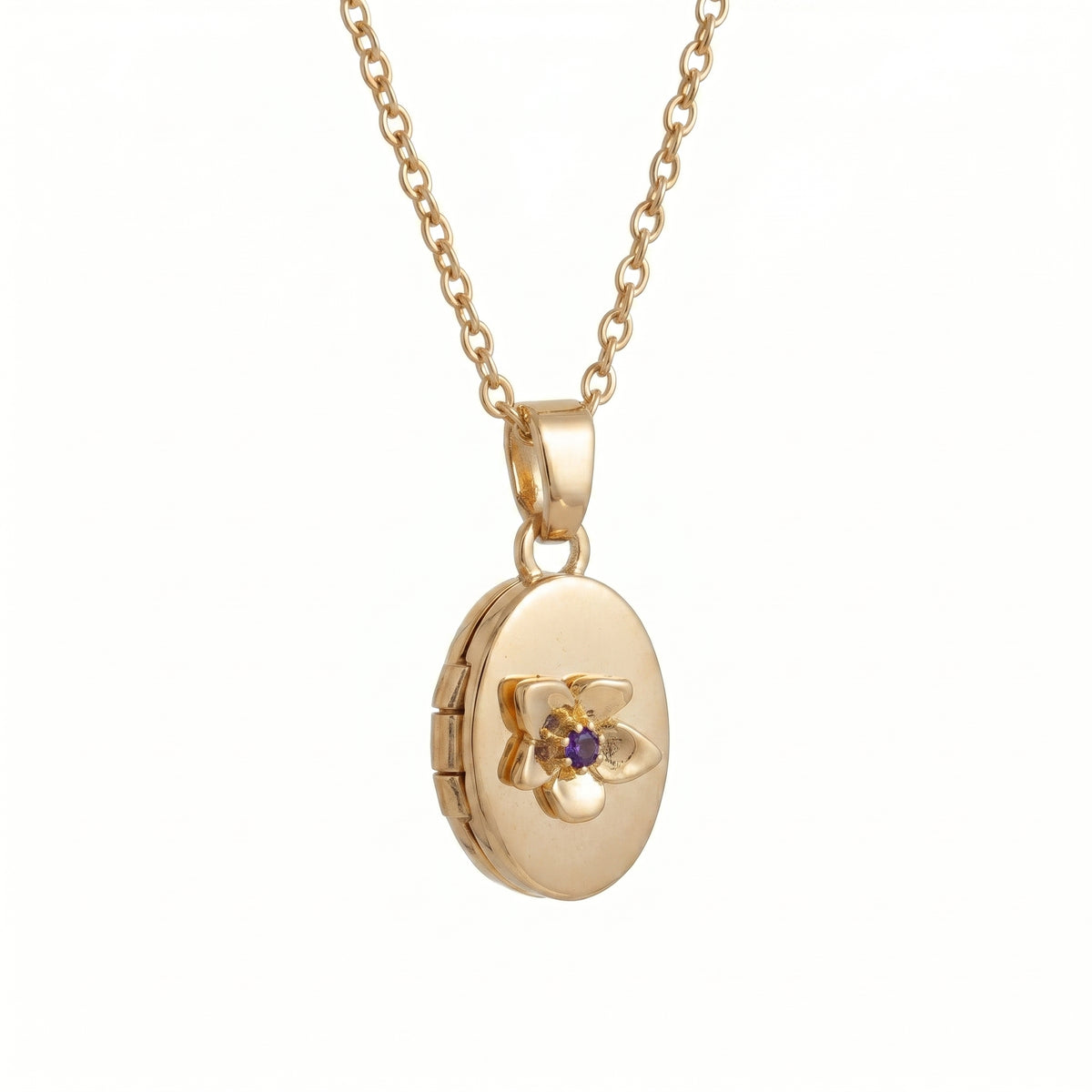 Floral Birthstone Photo Frame Necklace
