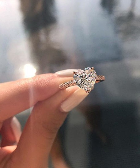 Polished Crystal Heart Ring