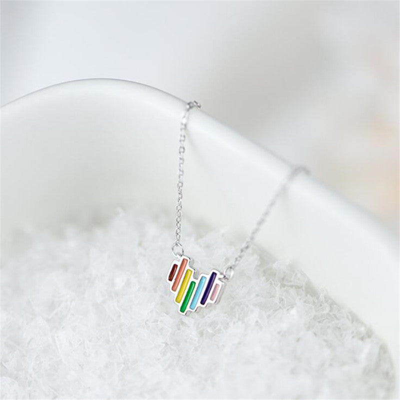 Chic Rainbow Heart Love Necklace