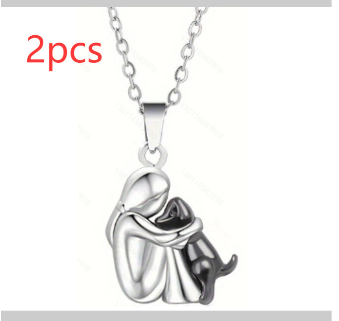 Girl & Dog Huging Earrings Stud